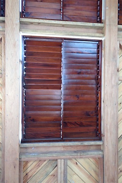 hardwood louvered window
